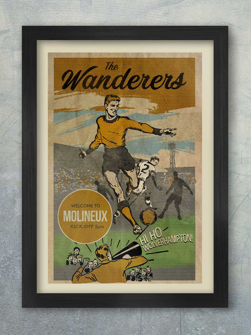 Wolves football poster retro style