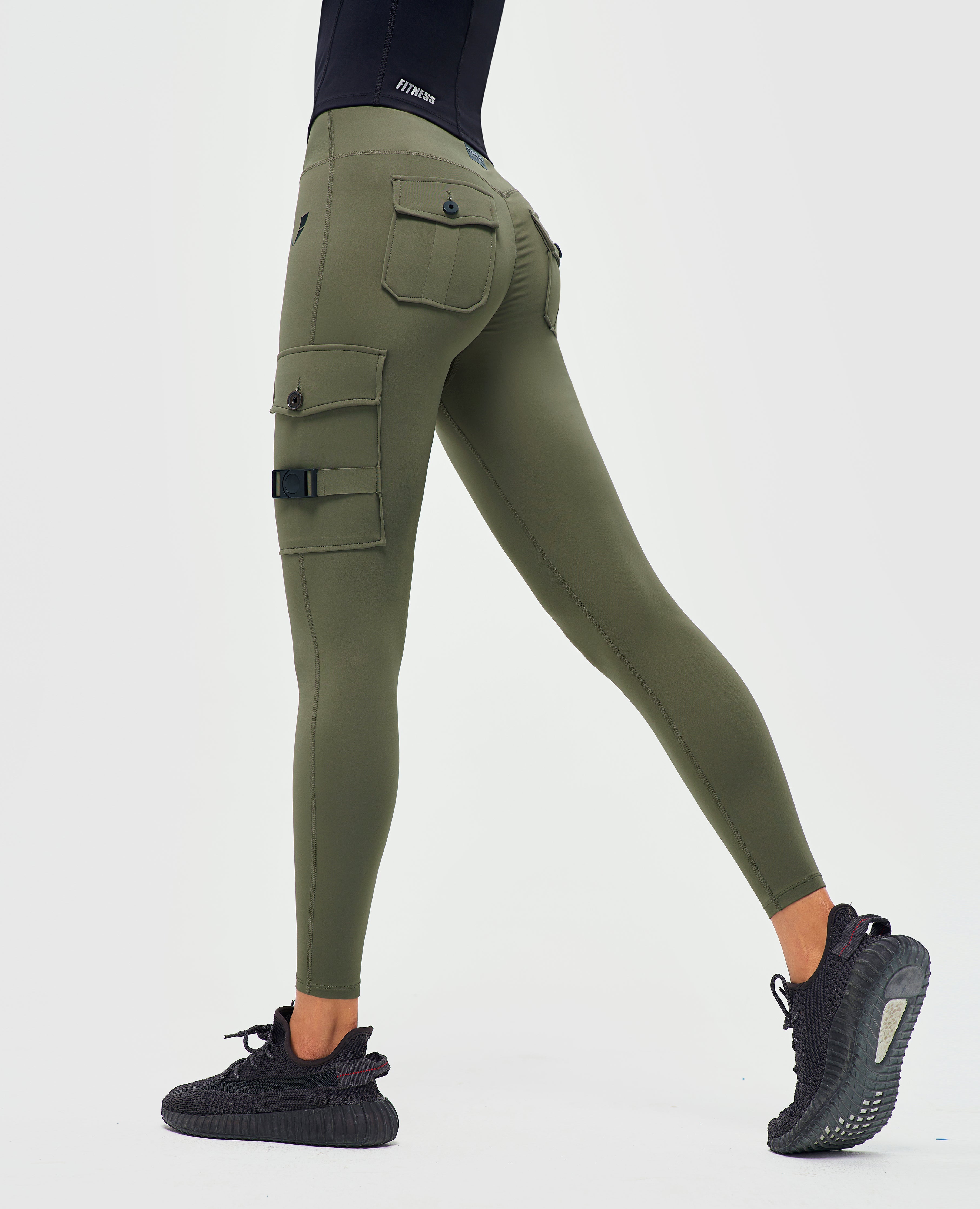 Cargo Pocket Flare Leggings Black