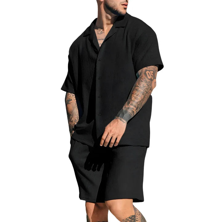 Heren Relaxed Fit Linnen Set