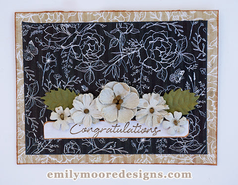 A2-Sized Wedding Card Featuring a Floral Design and a Gift Card Holder Inside