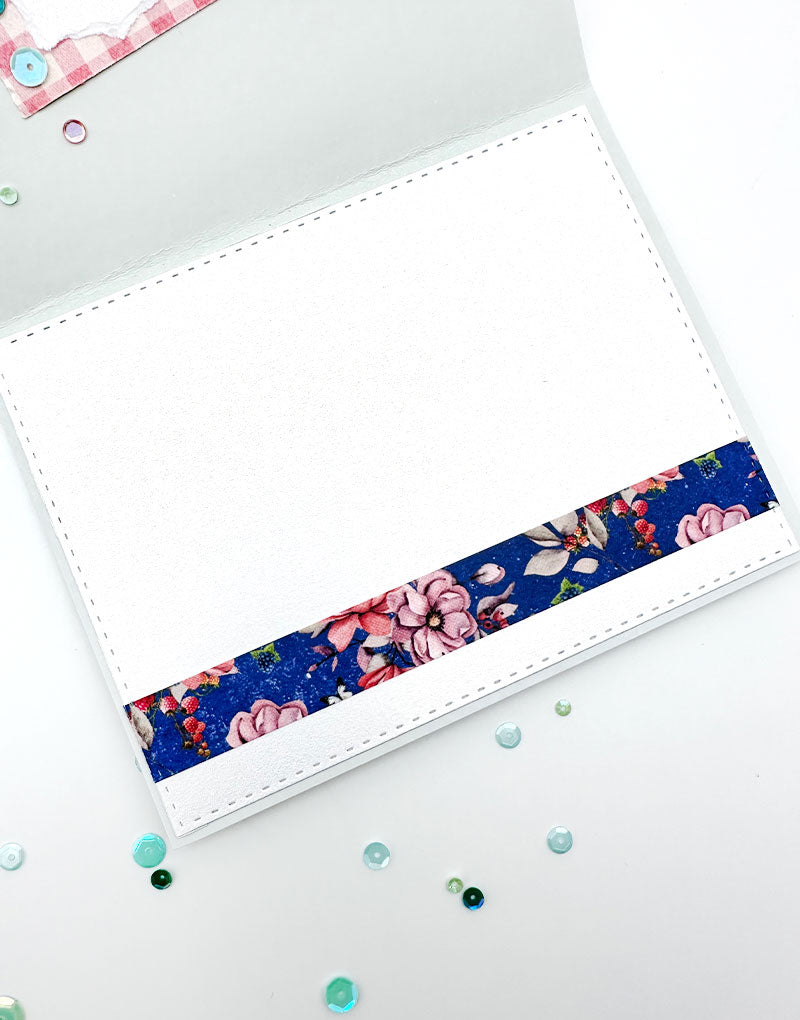 Adding a strip of patterned paper to the bottom of your card base adds a nice detail for cardmaking