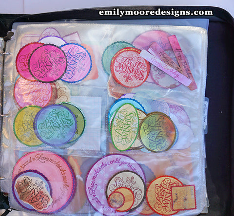 Stamped and Die Cut Images Organized in a Scrapbooking Organizer