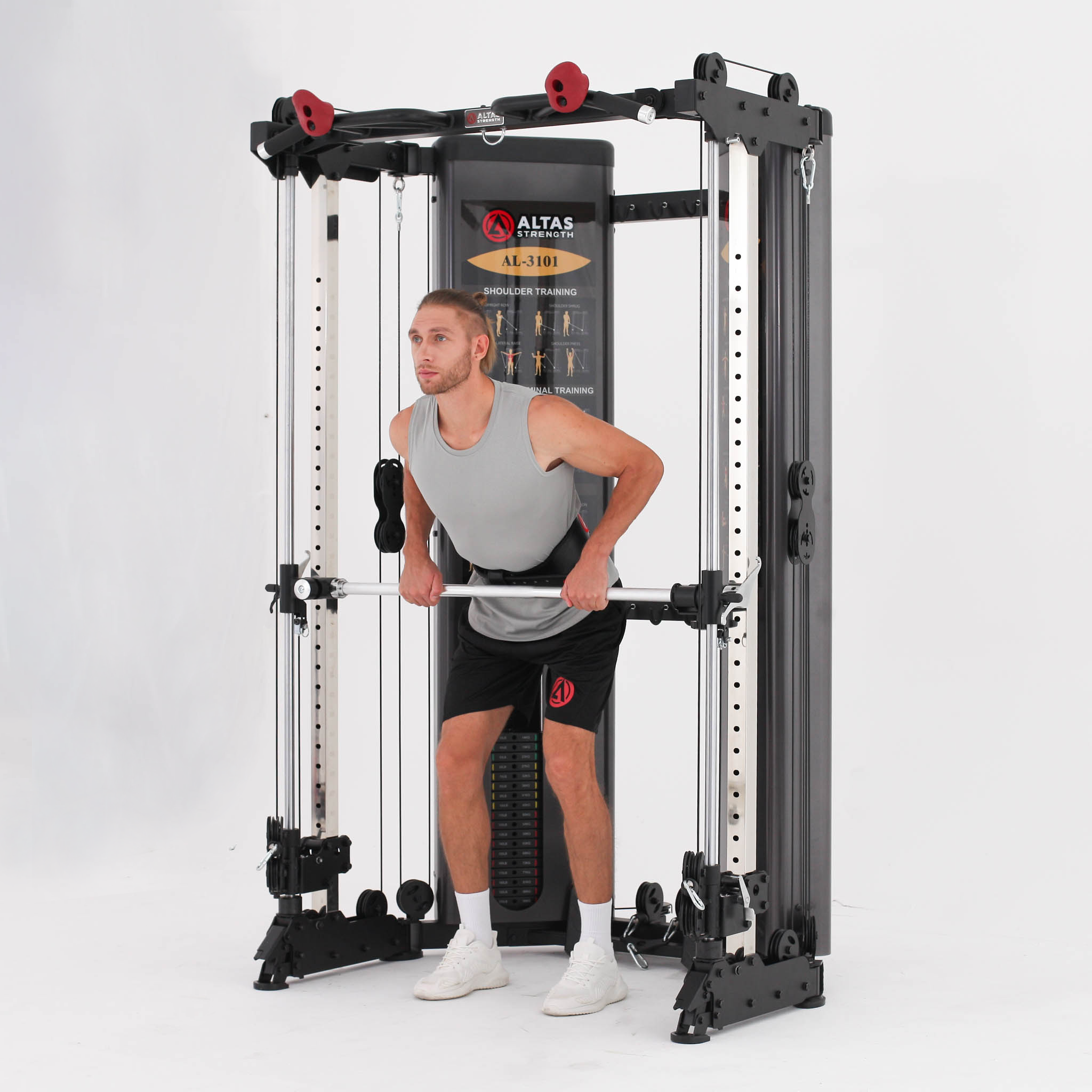 Altas Strength Folding Home Gym Smith Machine with Pulley System