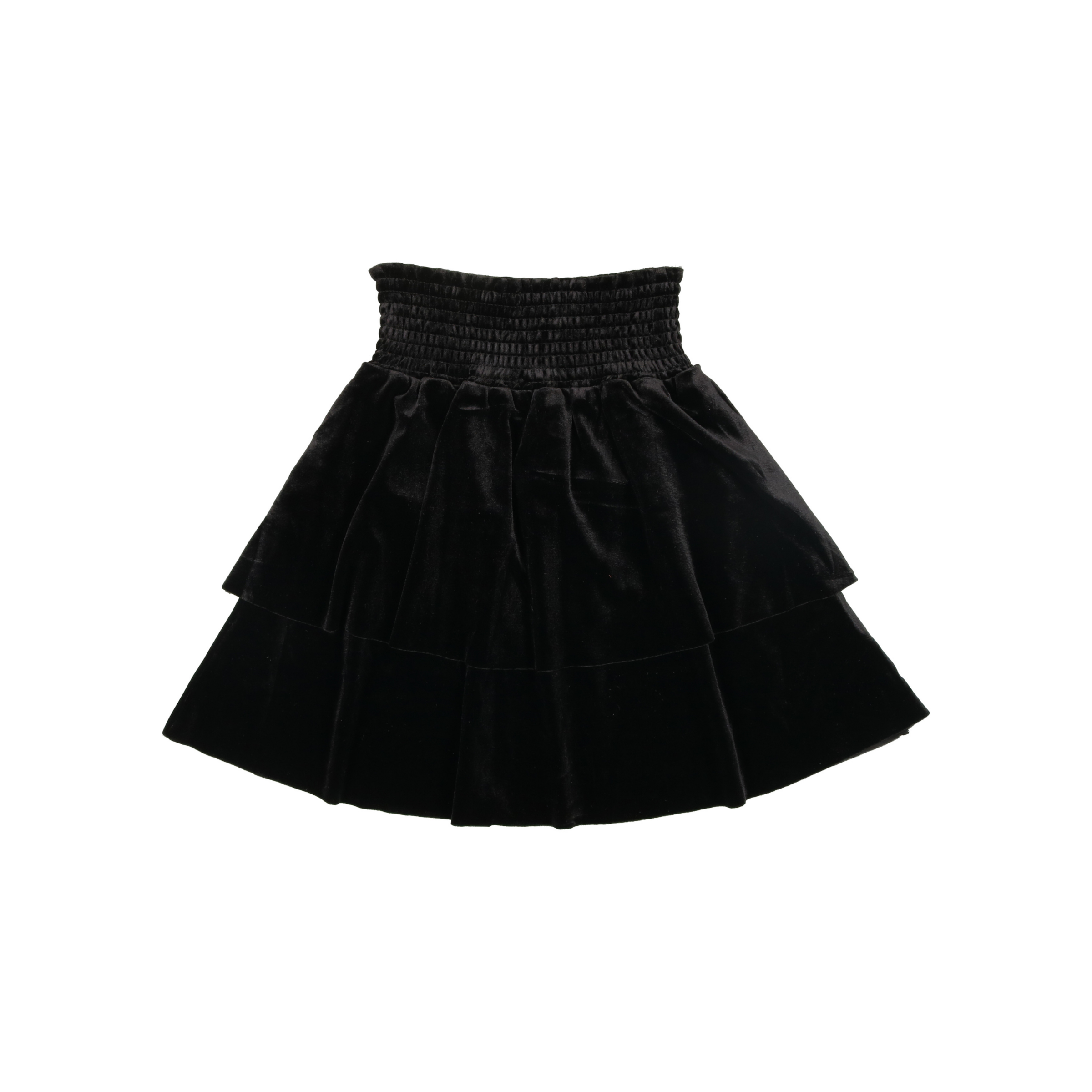 Double Ruffle Tiered Skirt- Black