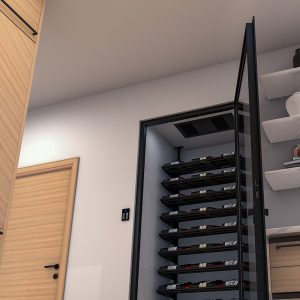 Ceiling mounted wine cellar cooling unit.