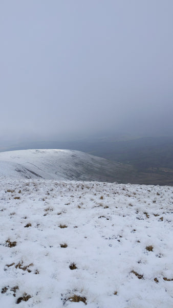 snow in Brecon Beacons Mountains whilst running