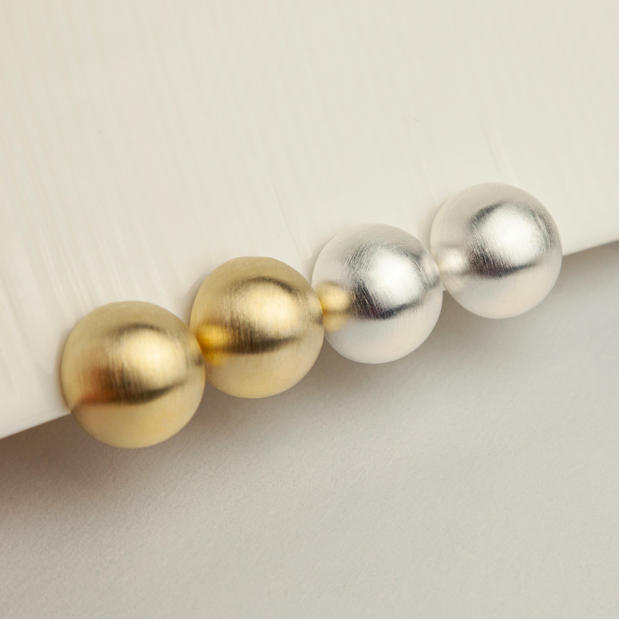 Gold Plated Large Ball Stud Earrings, Modern Minimalist Earrings, Brushed Metal Effect Clip On Studs, Non Pierced Earrings