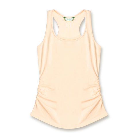 Cotton Stretch peach color tank top with ruched sides maternity tank