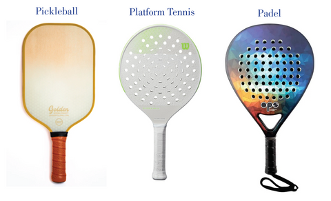 Paddle Racket, Padel Racket, Pickleball Racket differences chart