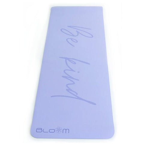 Be kind light blue Yoga mat soft vegan yoga mat by Bloom 4 Life Shanit Bar