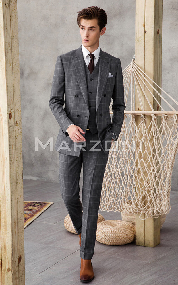 Kruis aan Londen Grappig Marzoni Grey With White Windowpane Suit – b.spoke custom clothing