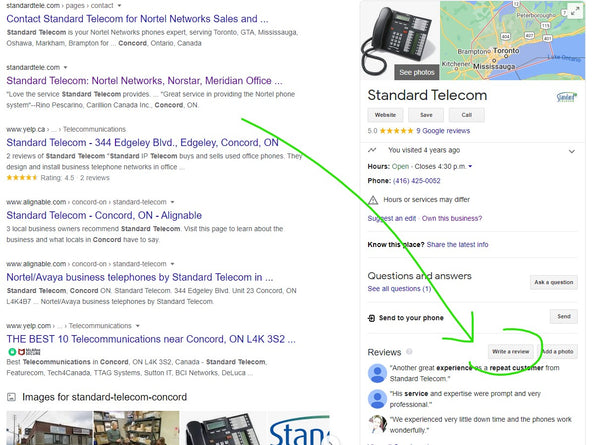 Review Standard Telecom on Google