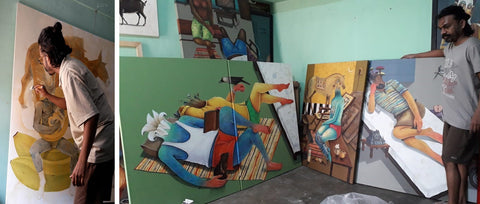 Artist Mahesh in his Studio