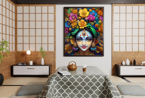 Lord Krishna, artwork on wall