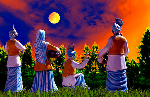 The Punjabi Life, artwork showcasing Punjabi people celebrating the night