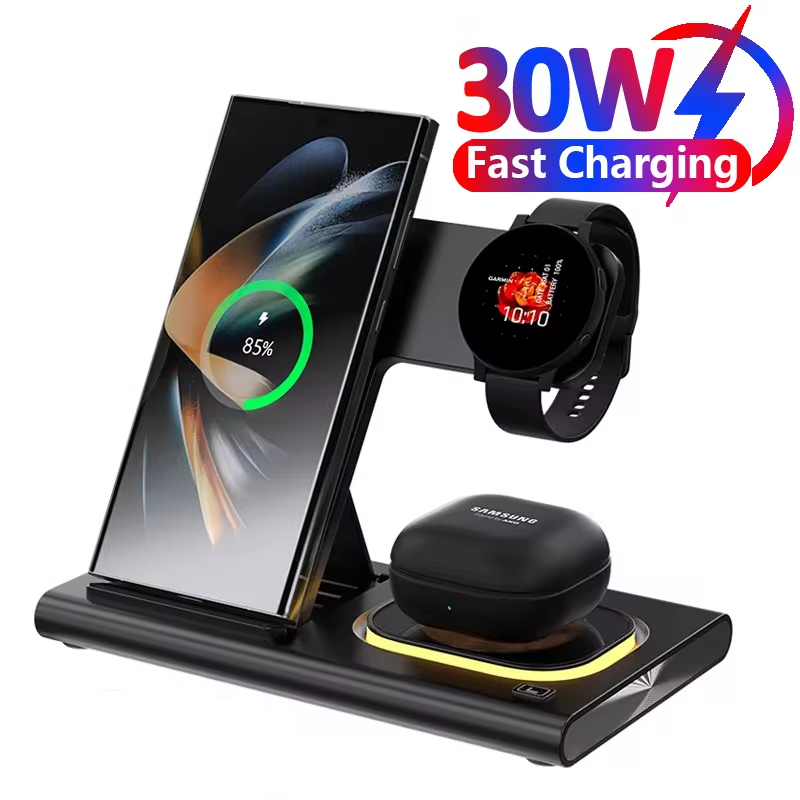 3 in 1 Fast Wireless Charger For Samsung Android Galaxy Phone, Watch, Earbuds