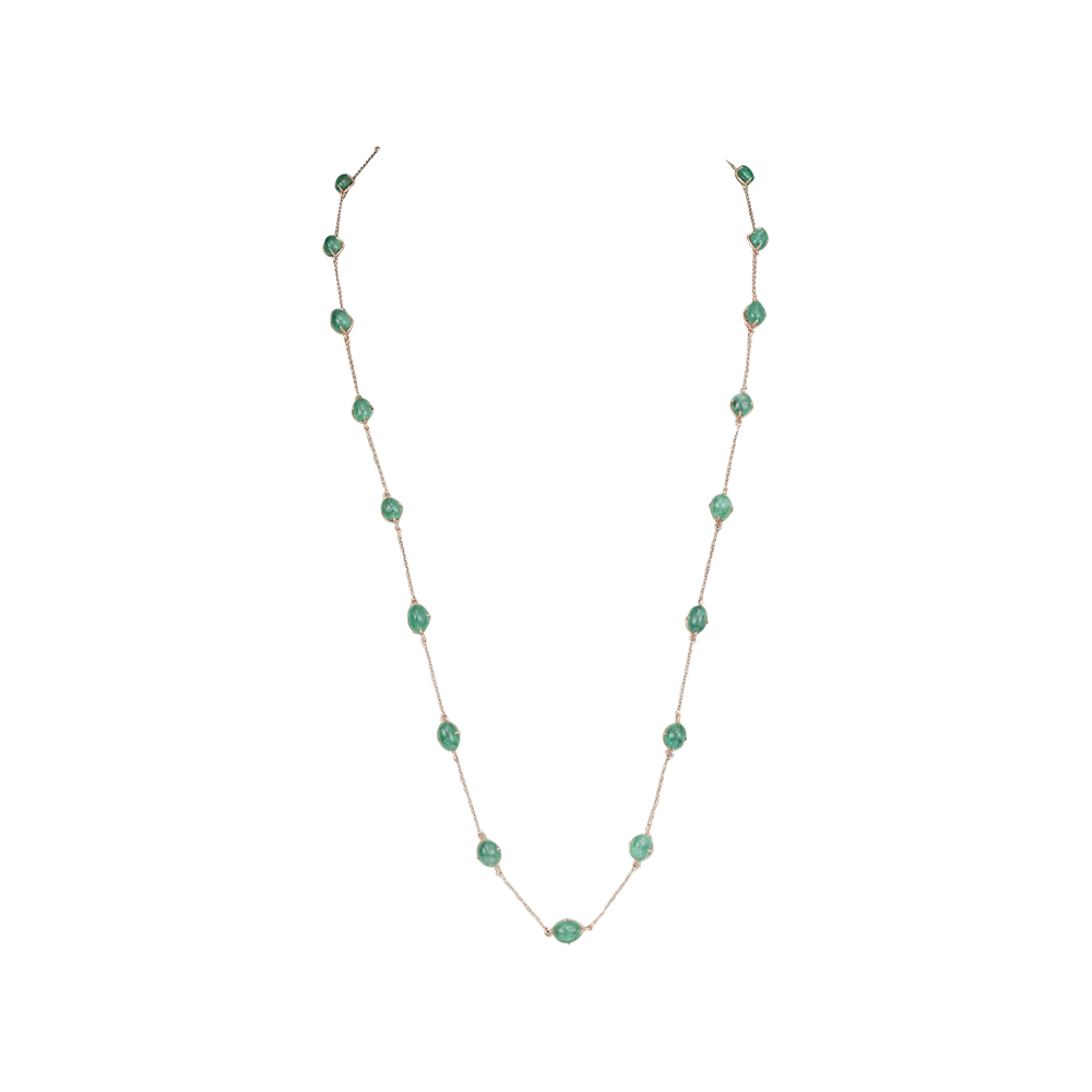 Long Necklace with Emeralds & Diamonds