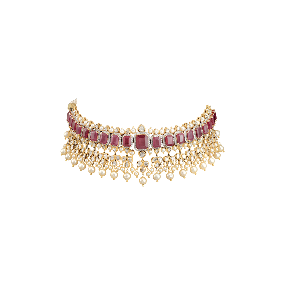 Ruby Choker with Pearls & Diamonds