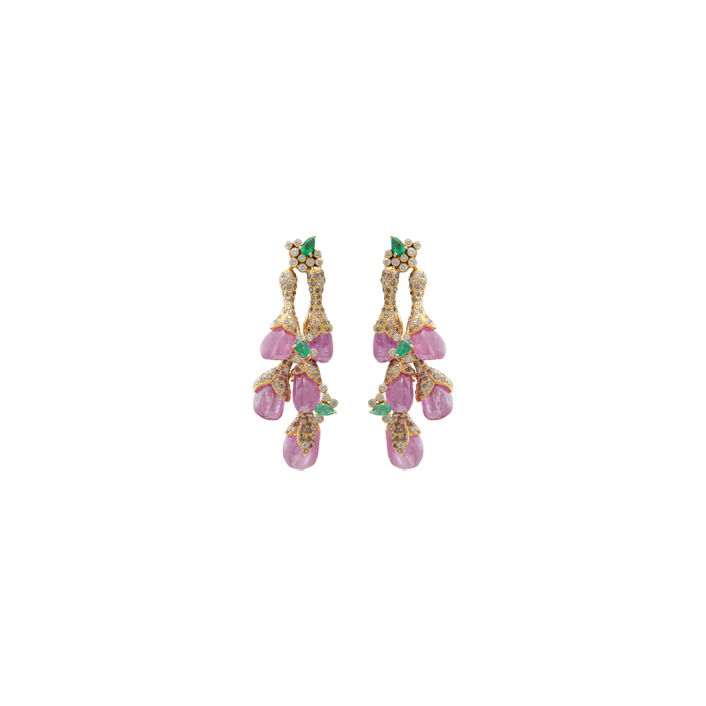 Ruby Emerald Earrings with Diamonds