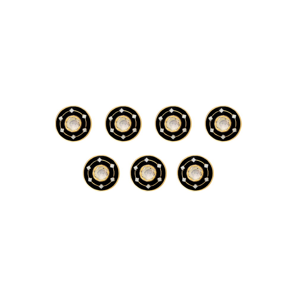Polki Sherwani Buttons with Black Enamel
