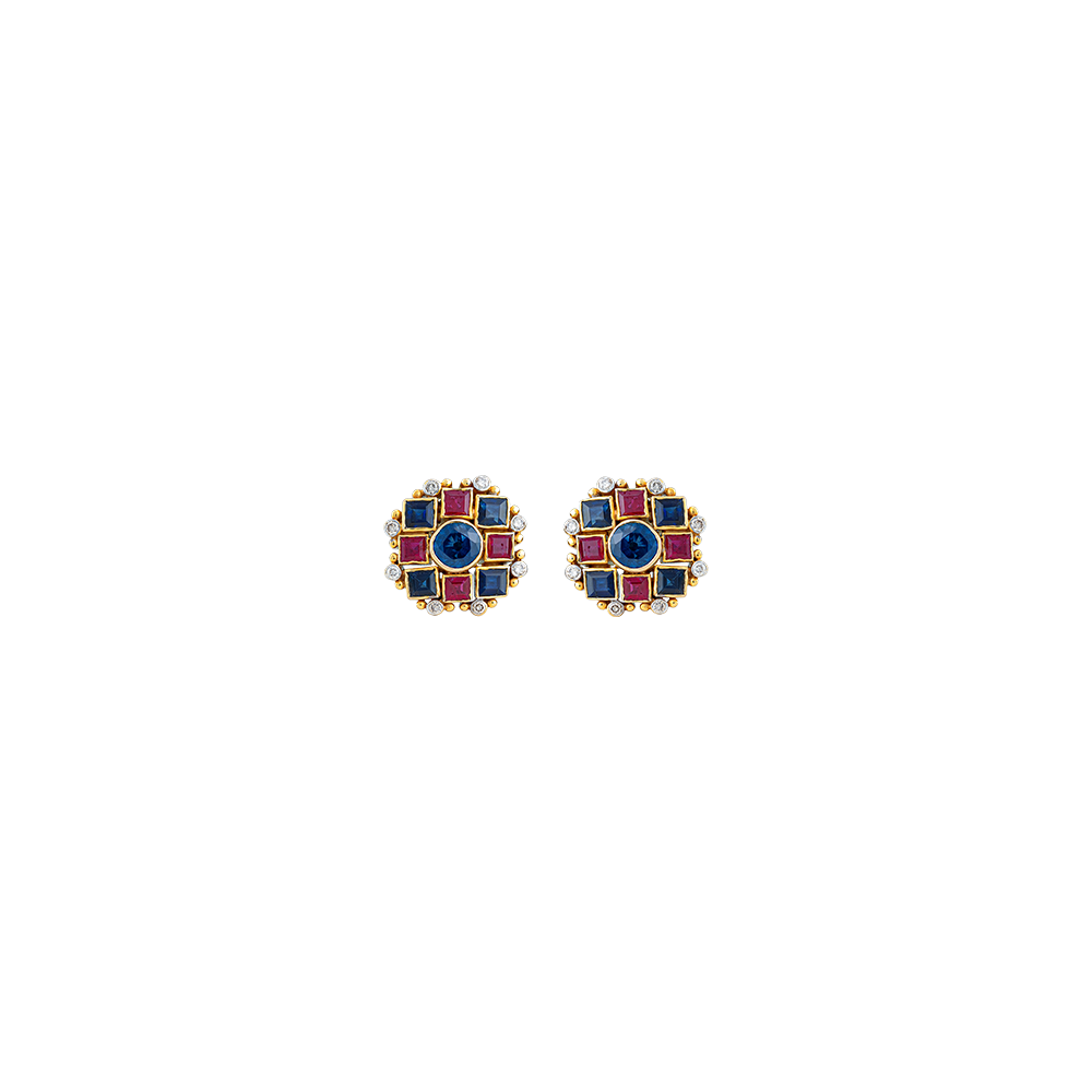 Studs with Rubies, Sapphires and Diamonds