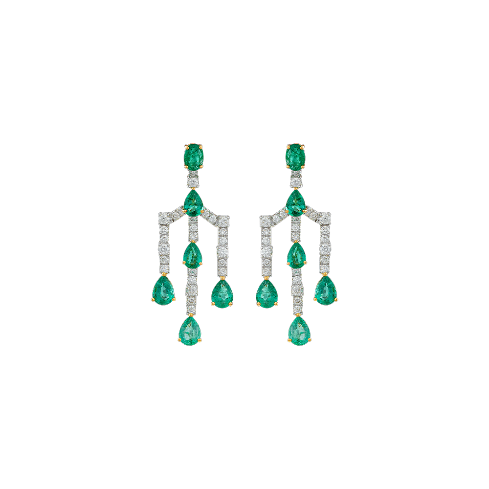 Emerald Earrings with Diamonds