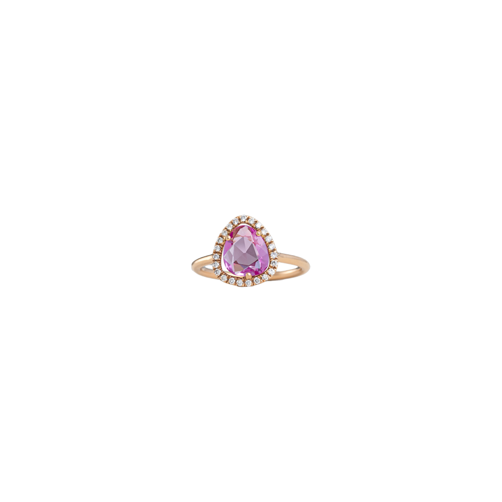 Pink Sapphire with Diamonds Ring