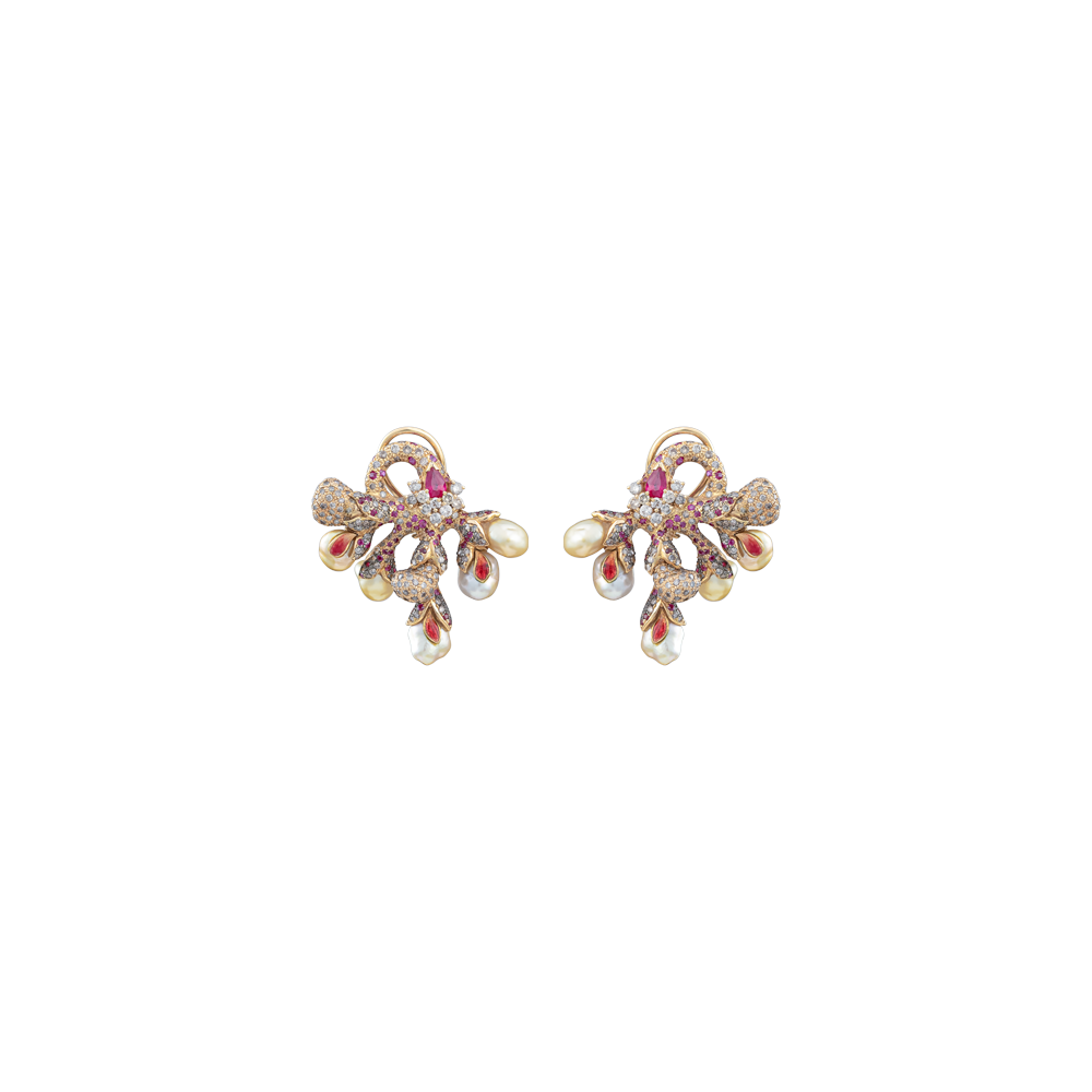 Multi Sapphire Studs with Baroque Pearls