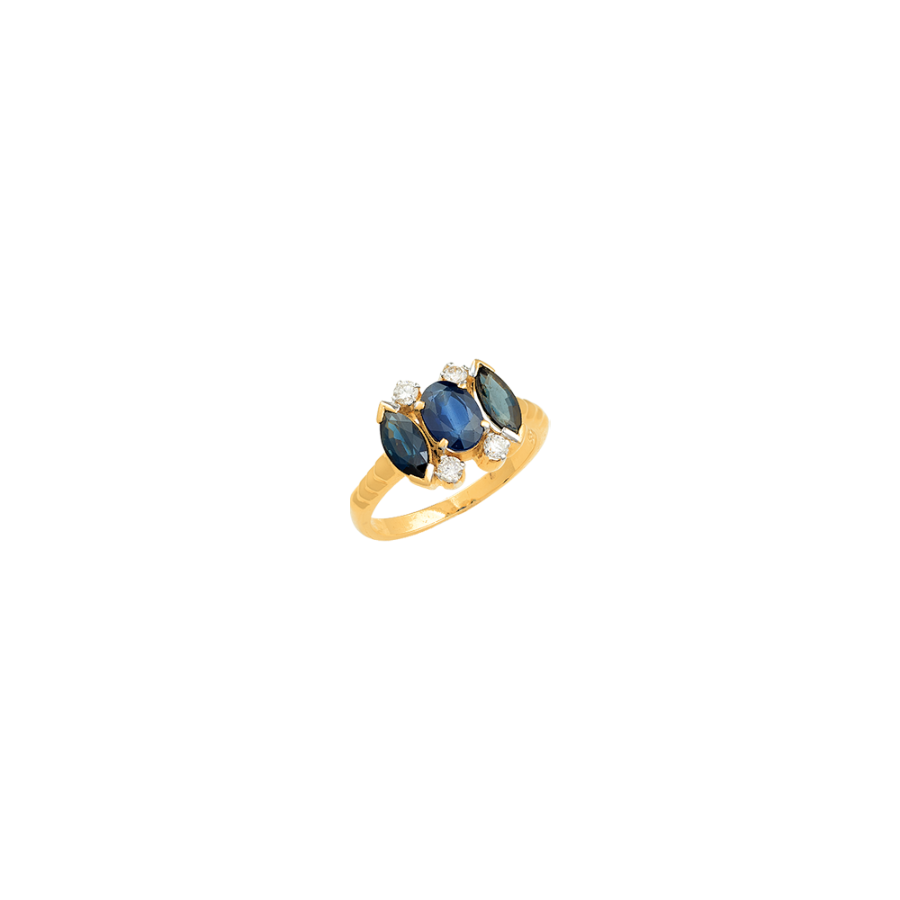 Blue Sapphire Ring with Diamonds