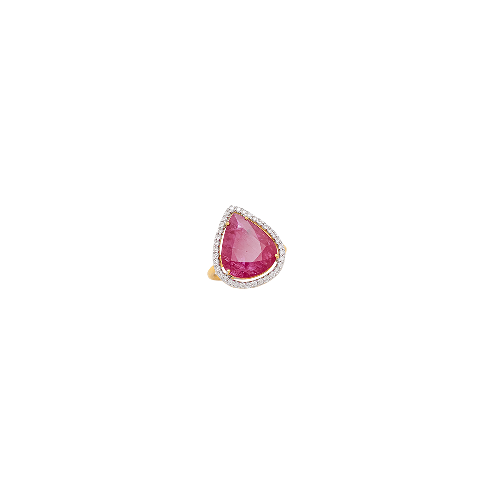 Pear Ruby with Diamonds Ring