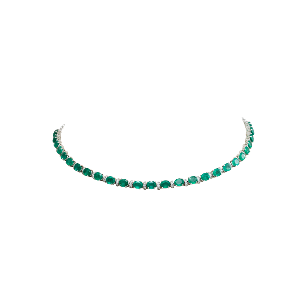 Emerald Diamond Tennis Necklace