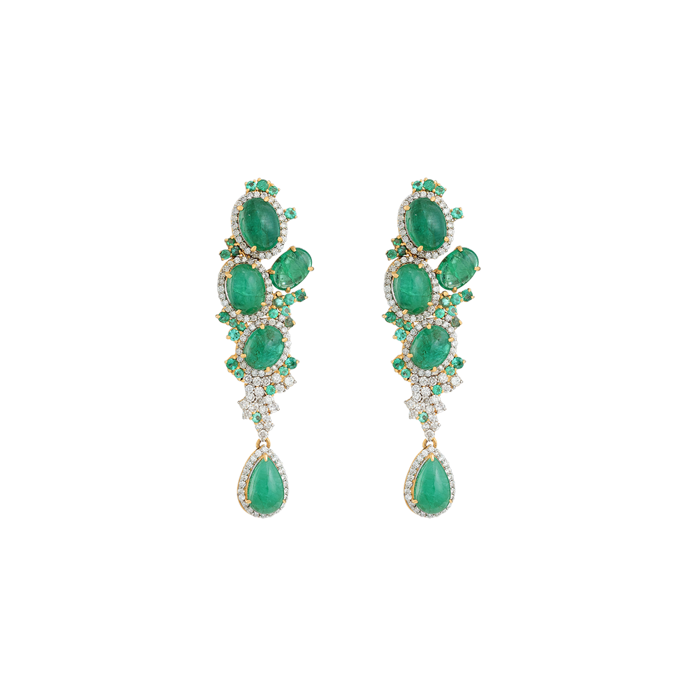 Emeralds Earrings with Diamonds