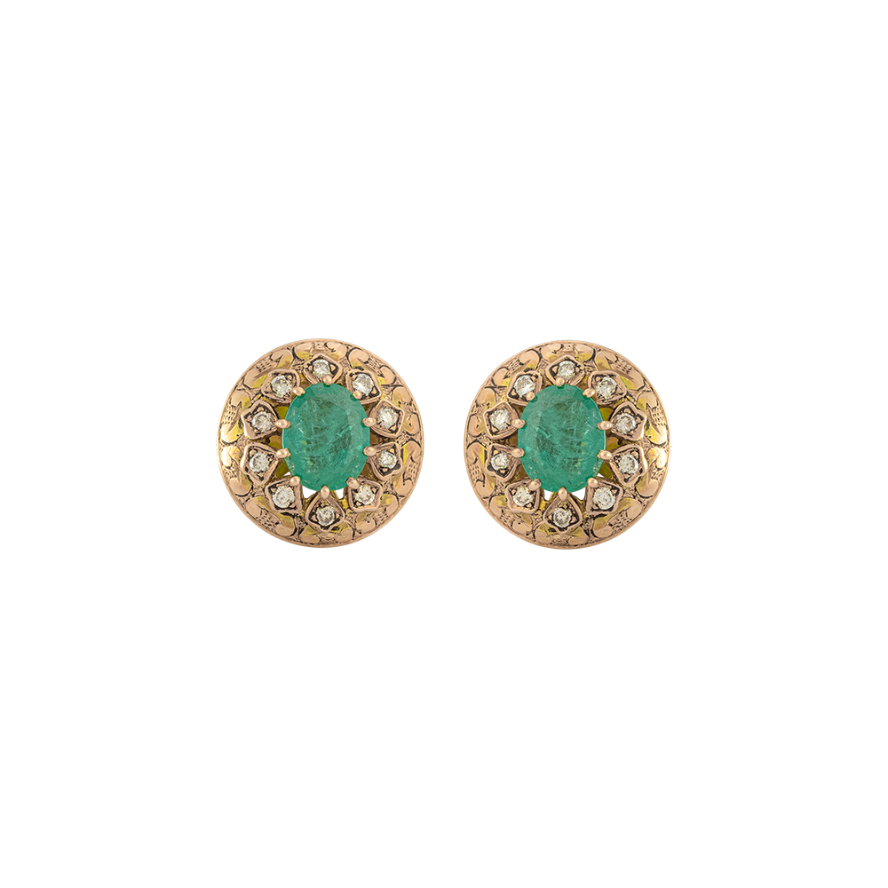 Emerald Stone Diamonds Cufflinks