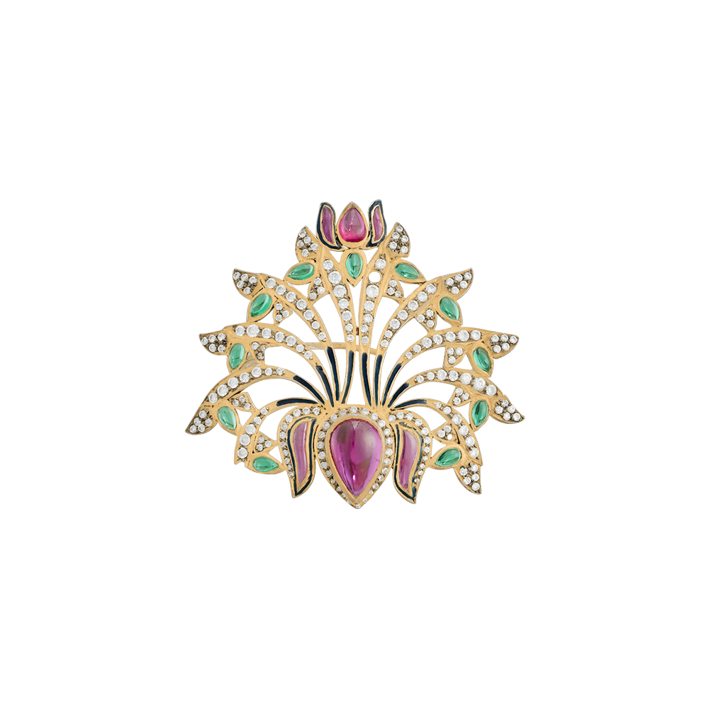 Brooch with Emeralds and Diamonds