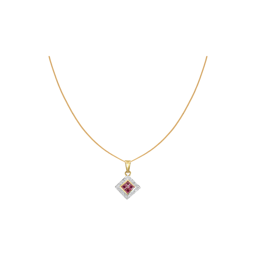 Ruby Diamond Geometric Pendant