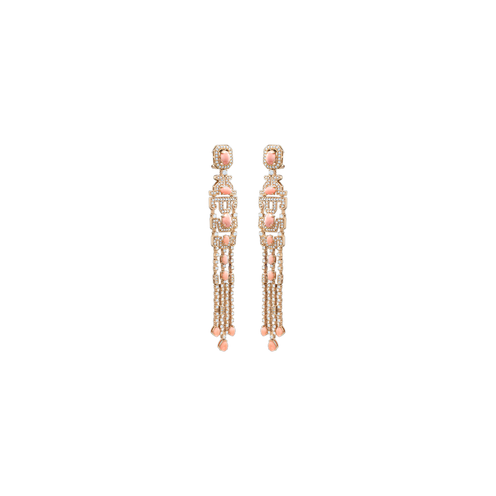 Coral and Diamonds Earrings