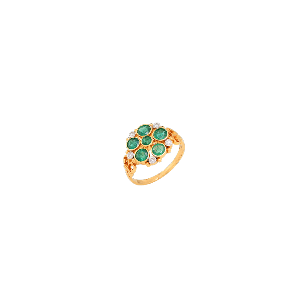 Emerald Diamond Floral Ring