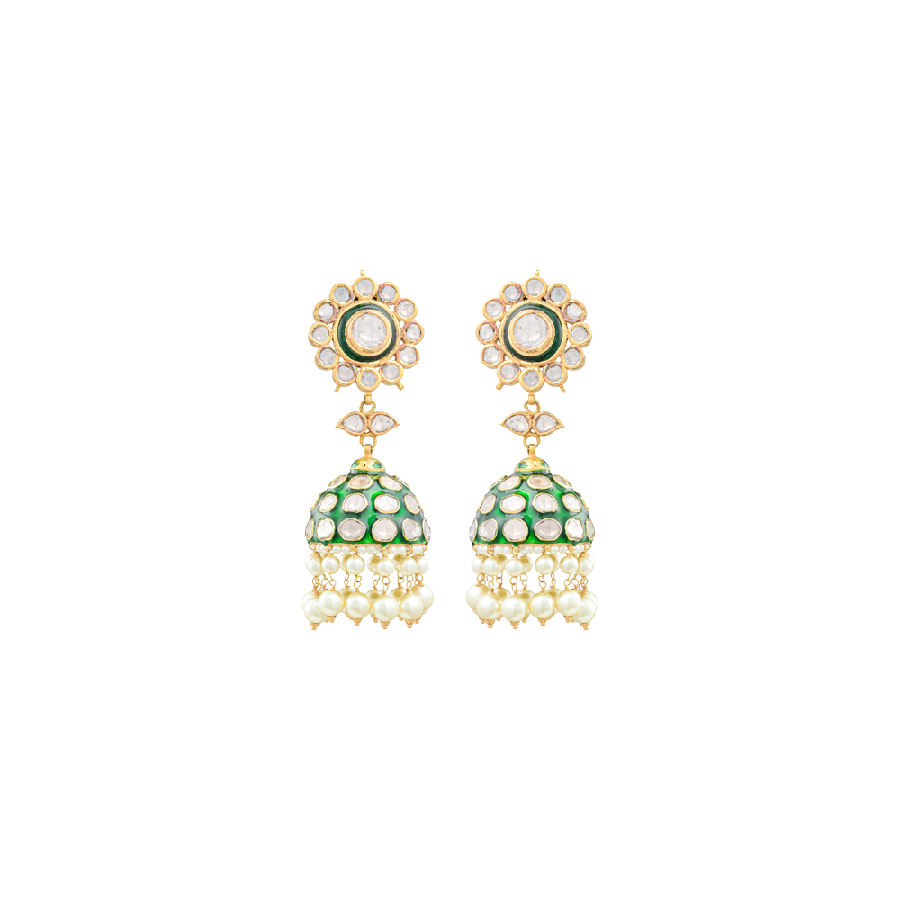 Green Enamel Jhumki