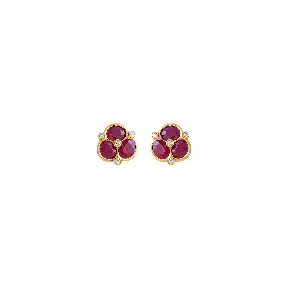 Ruby Studs with Diamonds