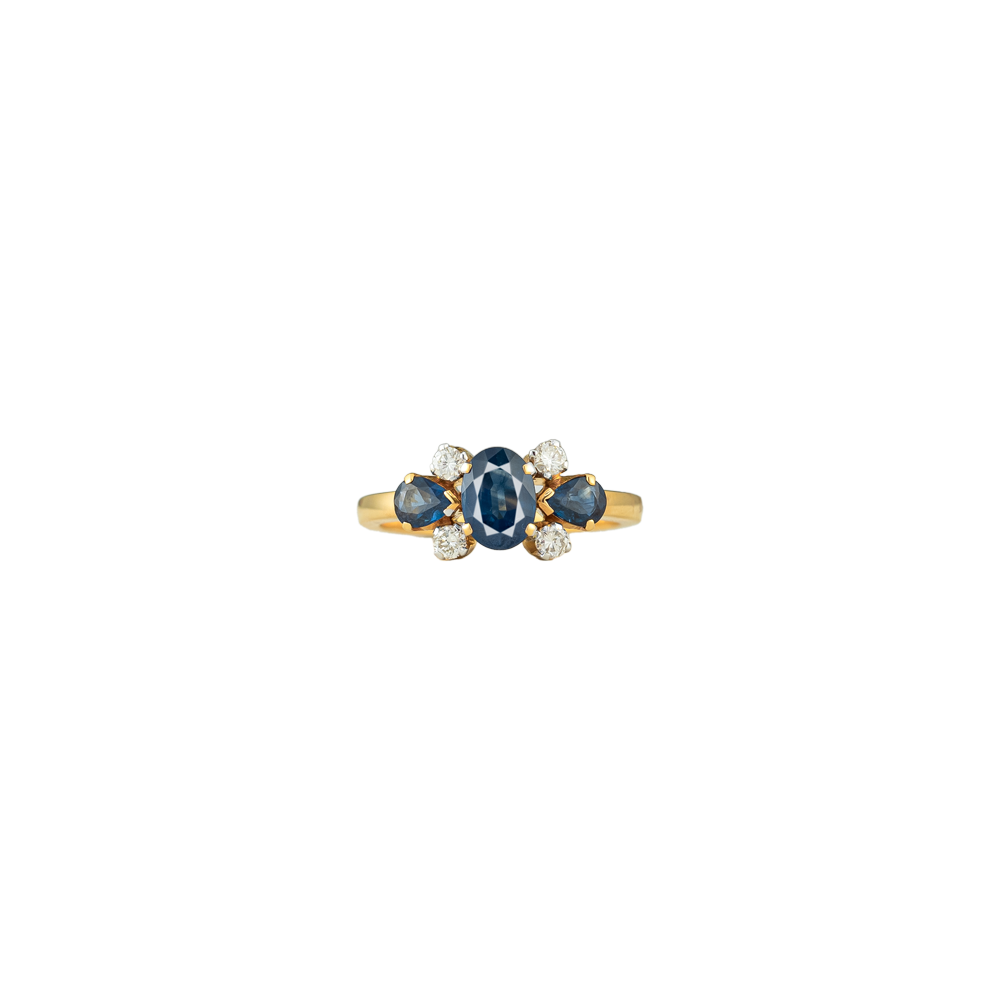 Blue Sapphires-Diamonds Ring