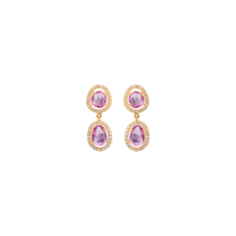 Pink Sapphire Earrings with Diamonds