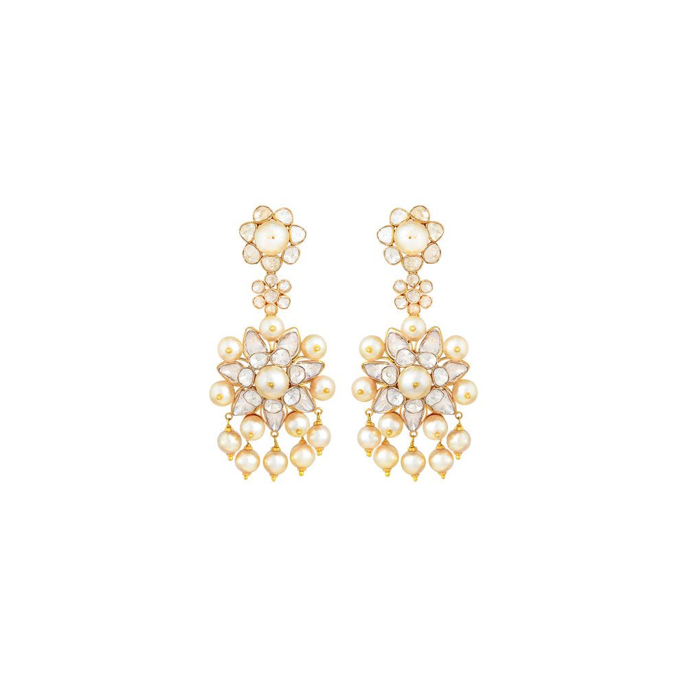 Polki Earrings with Pearls