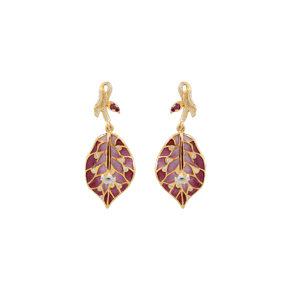Enamel Earrings with Diamonds & Rubies