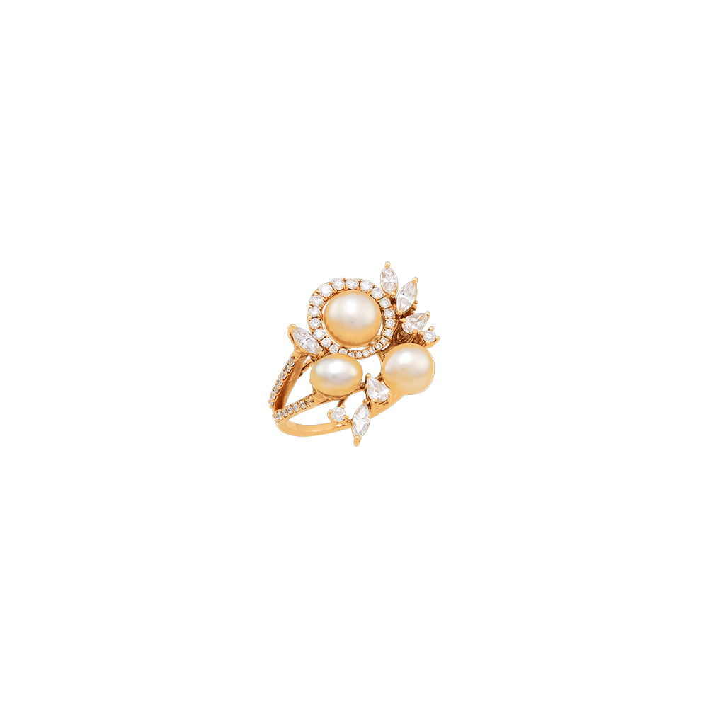 Diamond Ring with Pearls