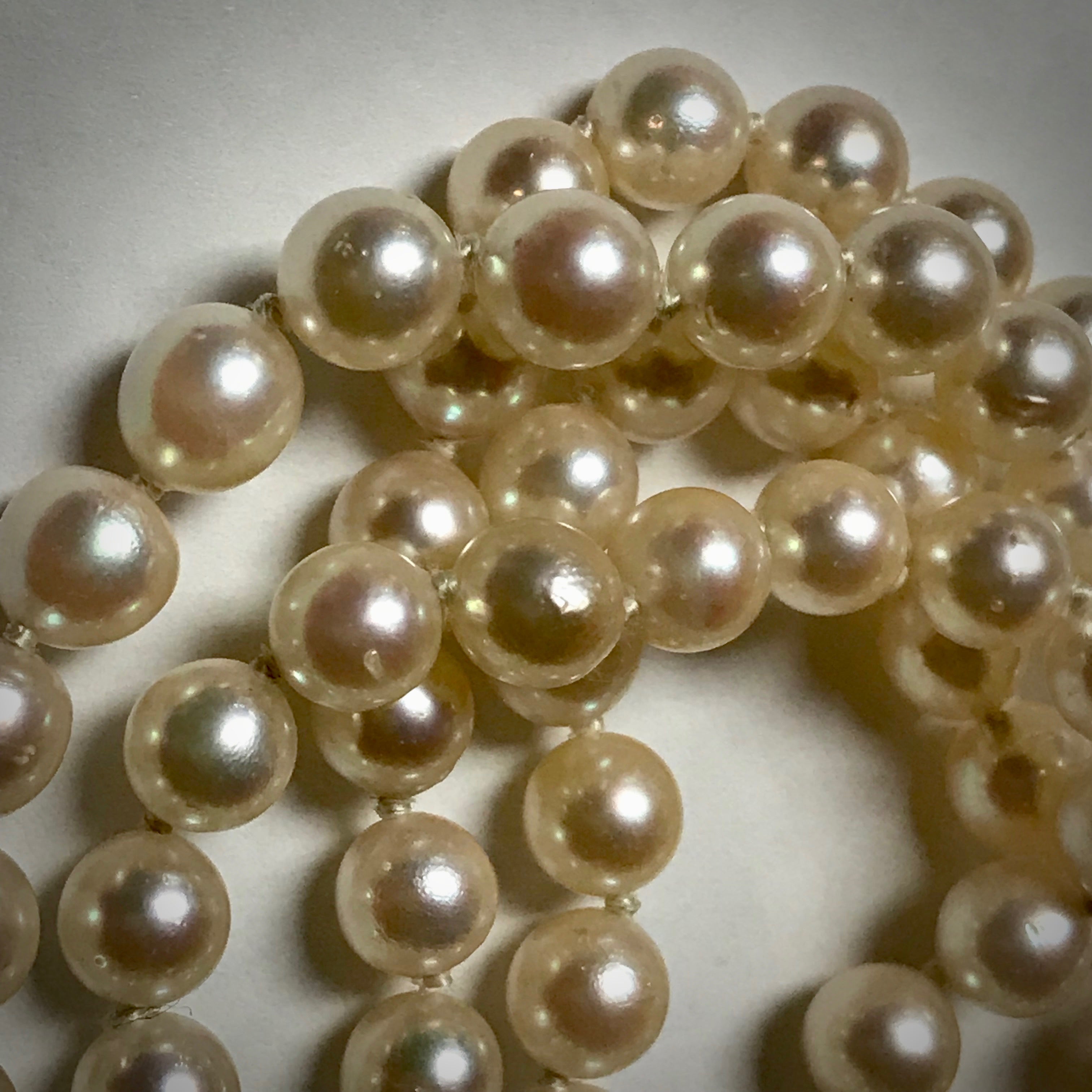 Cultured pearl strand, Akoya, 26" long, 6-6.5mm, continuous