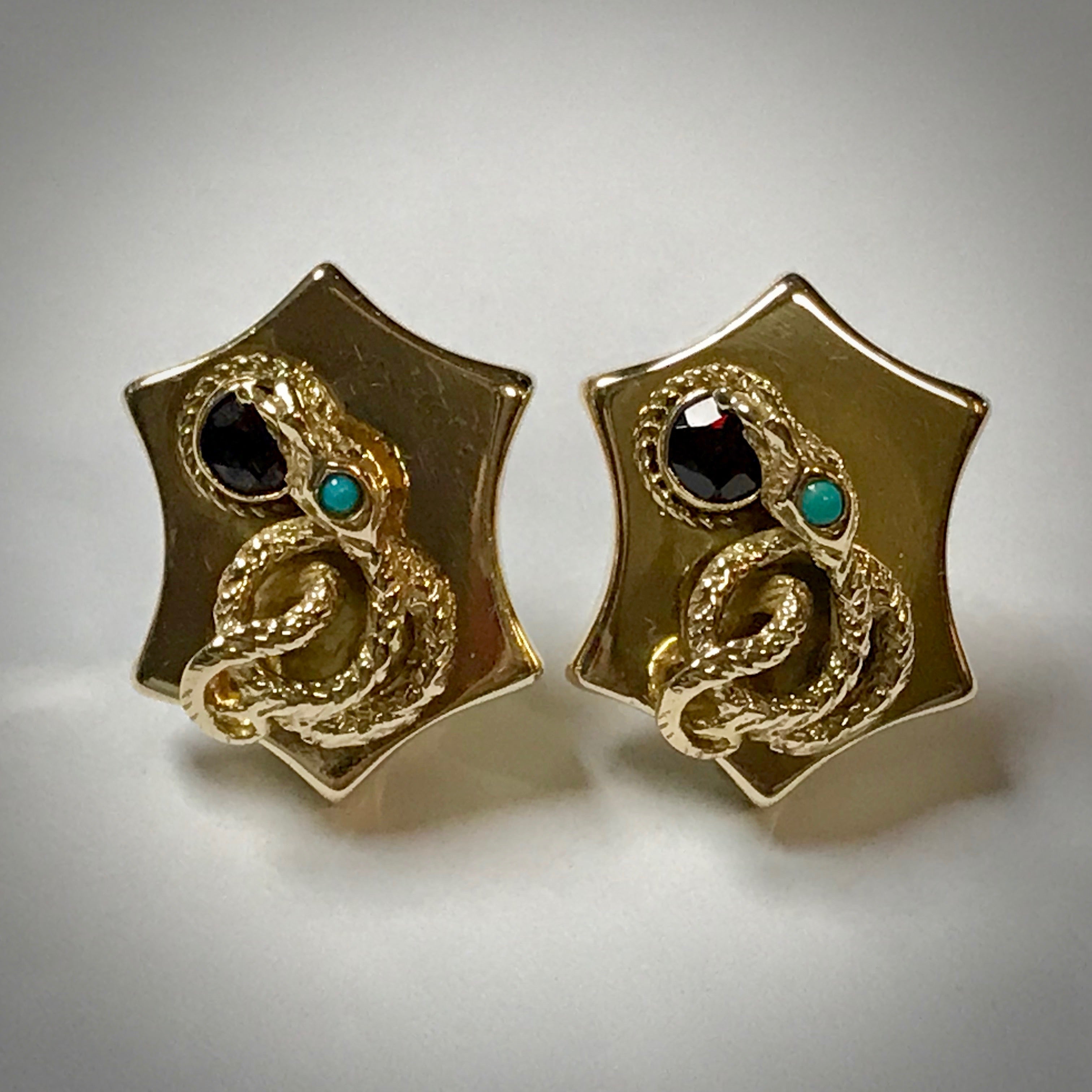 14KY vintage clip earrings with snake 