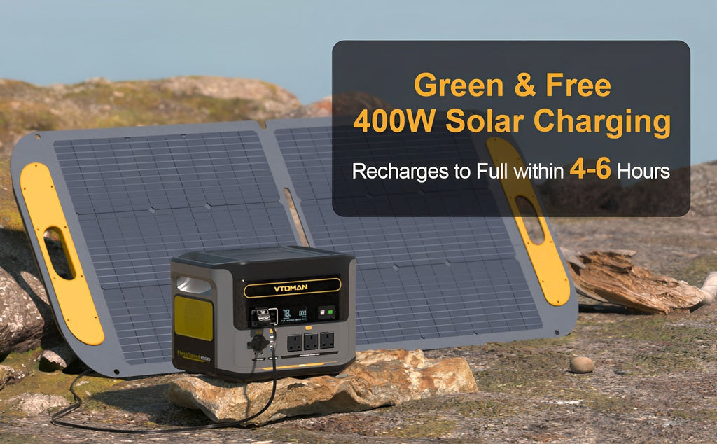 The Flashspeed 1500 can be fully charged for about 4-6 hours by 400w solar panel