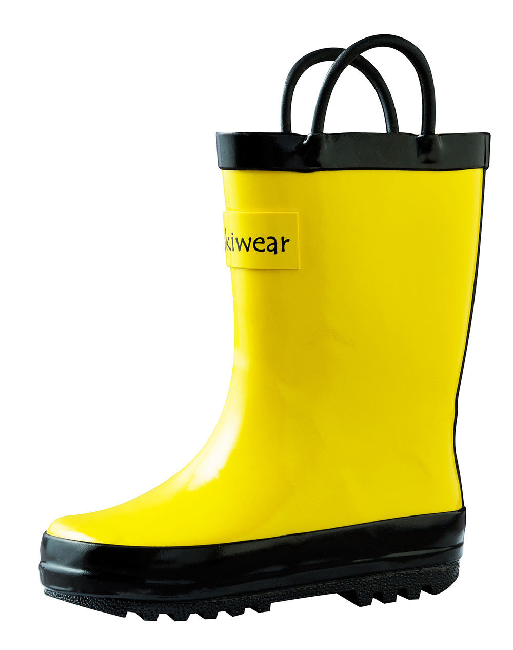 black rubber rain boots