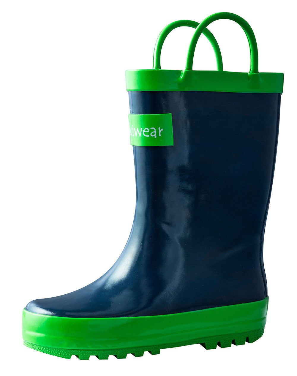 blue and green rain boots