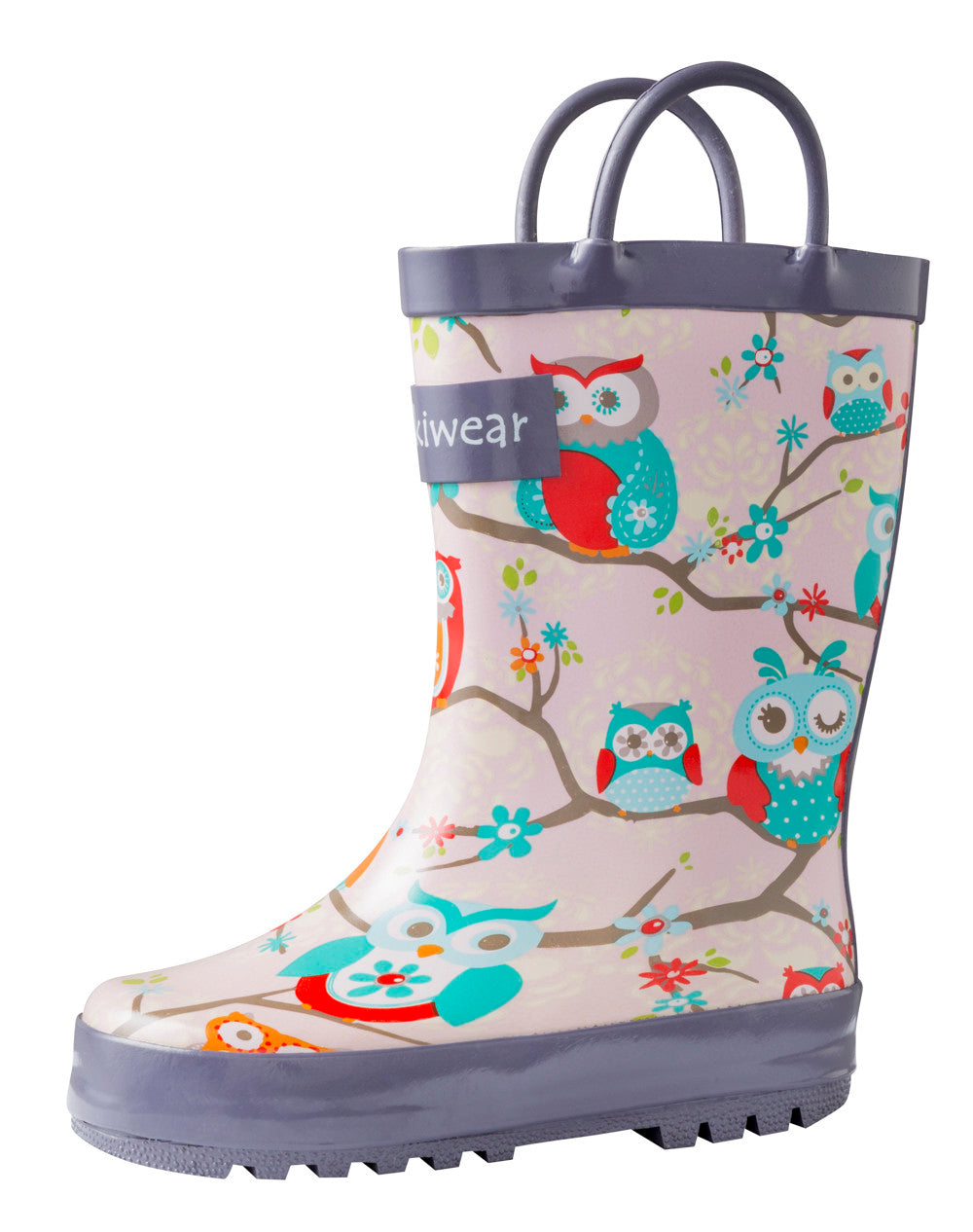 4T US Toddler Forest Animals OAKI Kids Rubber Rain Boots with Easy-On Handles